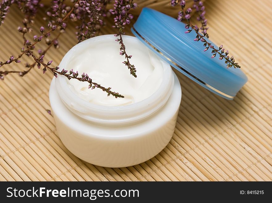 Jar of cream with lavender