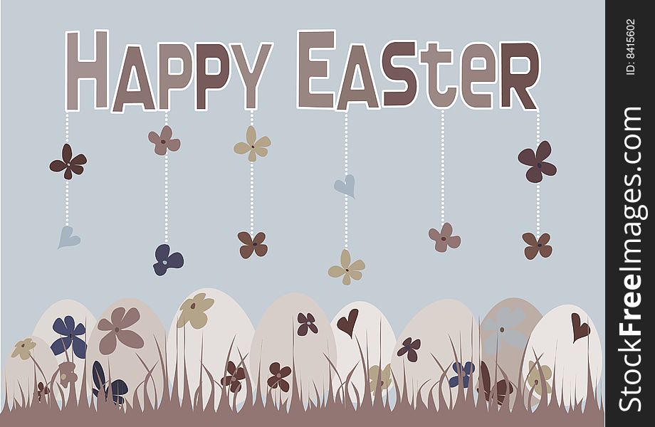 Happy Easter card design with floral Easter Eggs