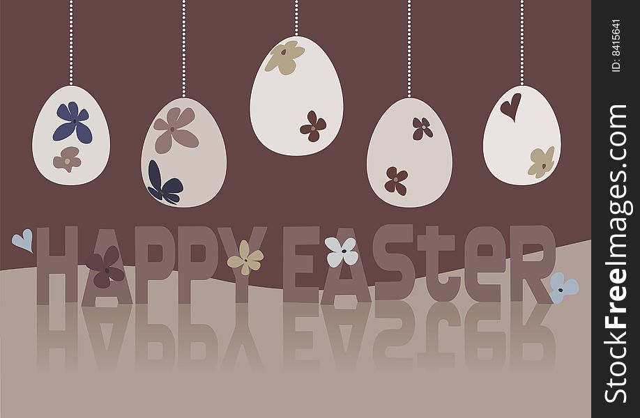 Happy Easter card design with floral Easter Eggs