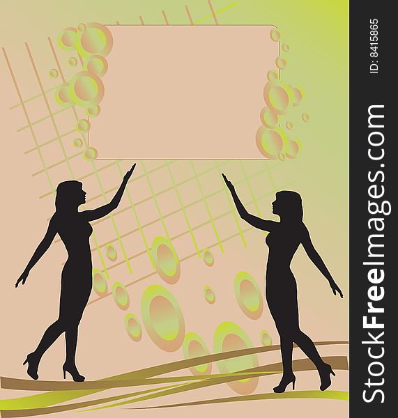 Women pointing on a greeting card