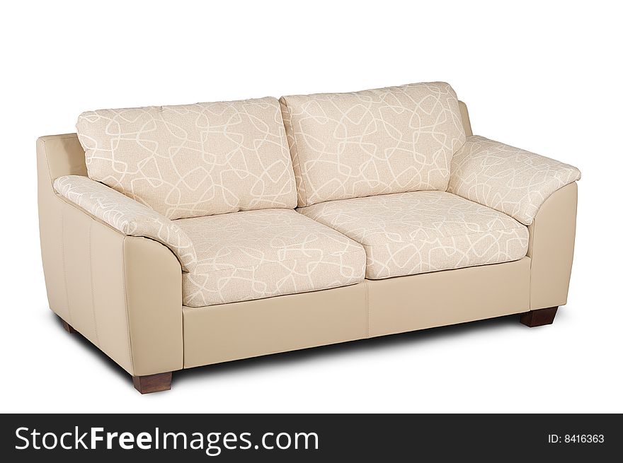 Bright sofa leather and fabric isolated on a white background.