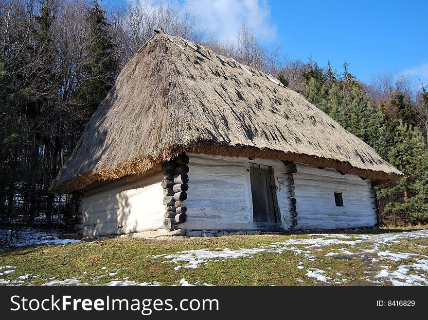 House on mountain straw roof