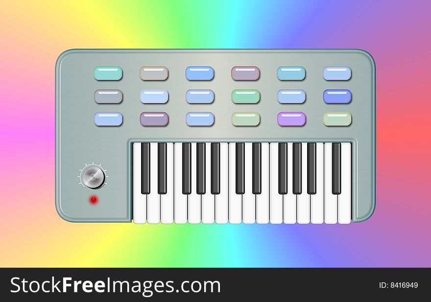 Vintage psychedelic old retro keyboard with pastel rainbow background colors. Vintage psychedelic old retro keyboard with pastel rainbow background colors.