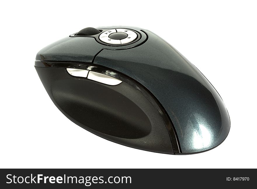 Computer optical wheel mouse over white