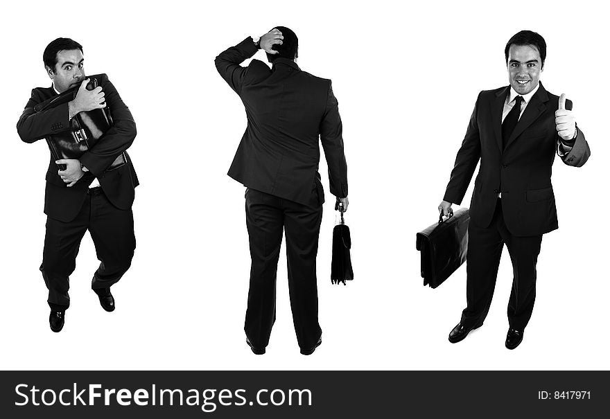 Businessmans. Black and white version. Isolated on white