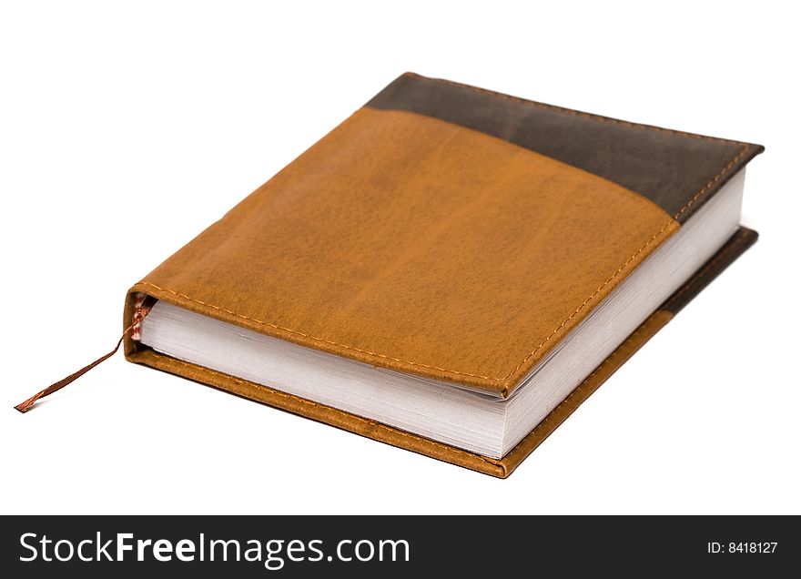 Notebook with book-mark isolated on white background