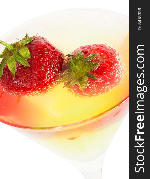 Strawberry with glass of cocktail