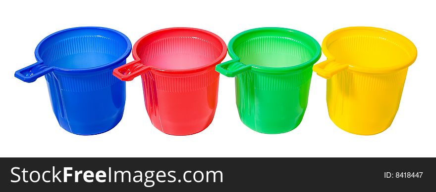 Set of color cups isolated on white