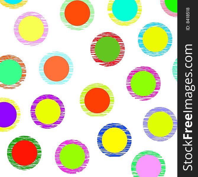 Color dots in red, green, blue, yellow, pink, purple