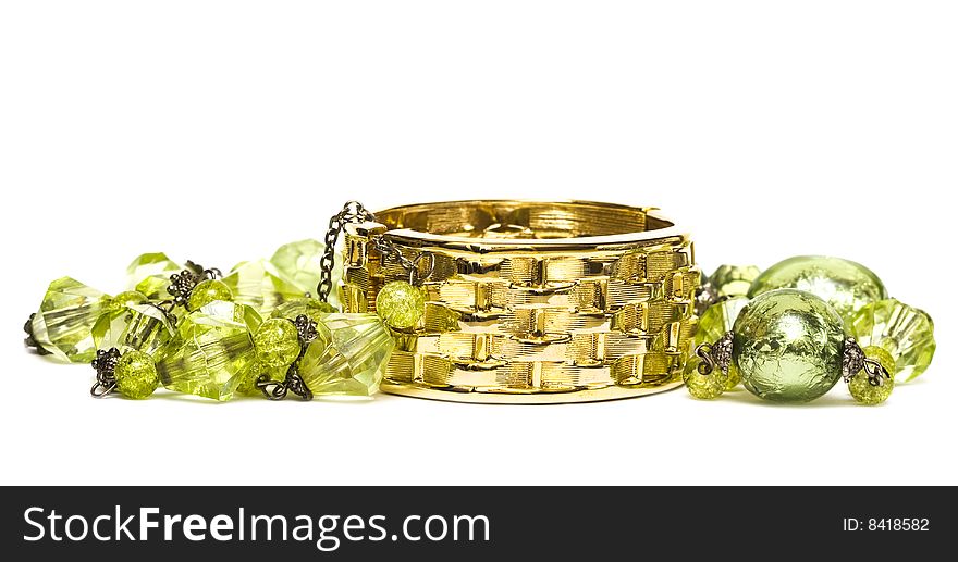 Golden bracelet with beads