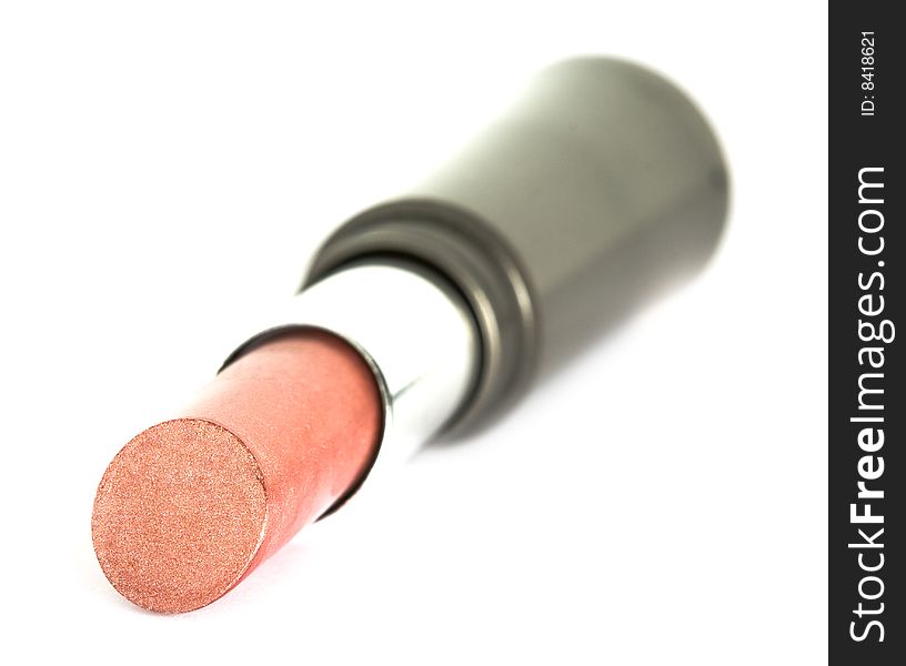 Brown lipstick on white background