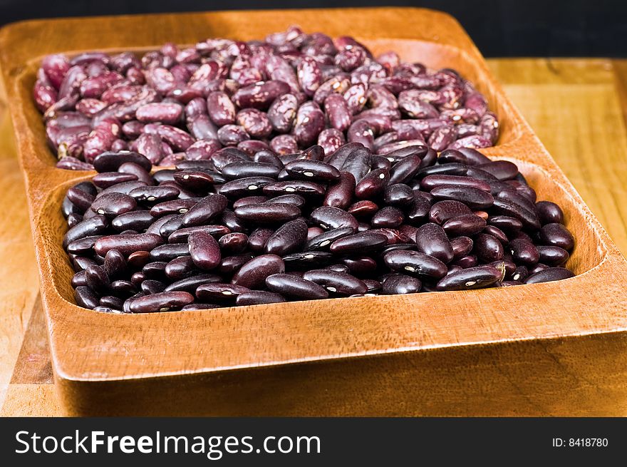 Kidney Beans In Wooden Dish