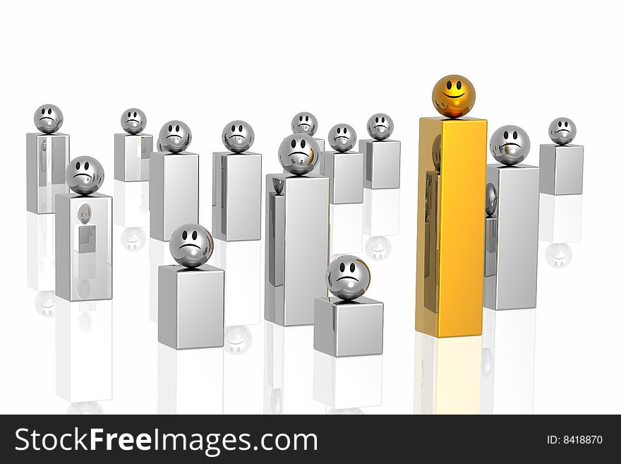 Golden leadership isolated in white background