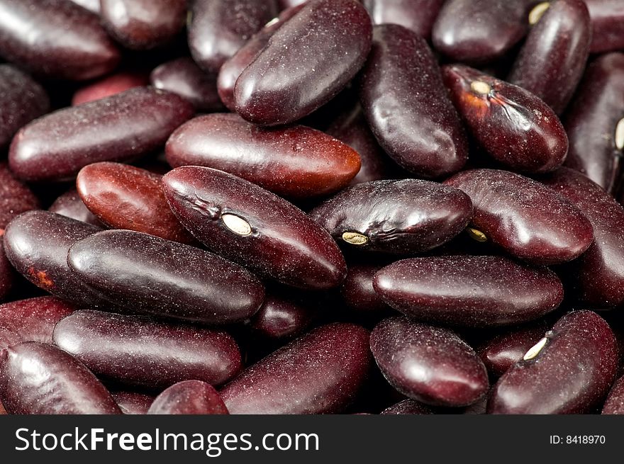A couple of dark red  kidney beans. A couple of dark red  kidney beans