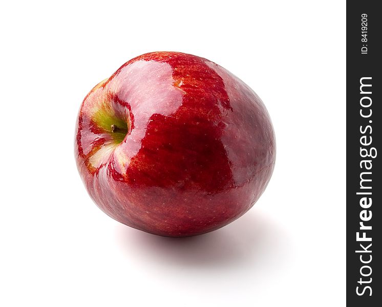 Red apple isolated on white background.