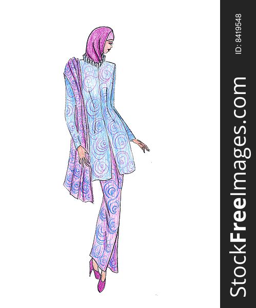 Beautiful Illustration Of Moslem S Fashion