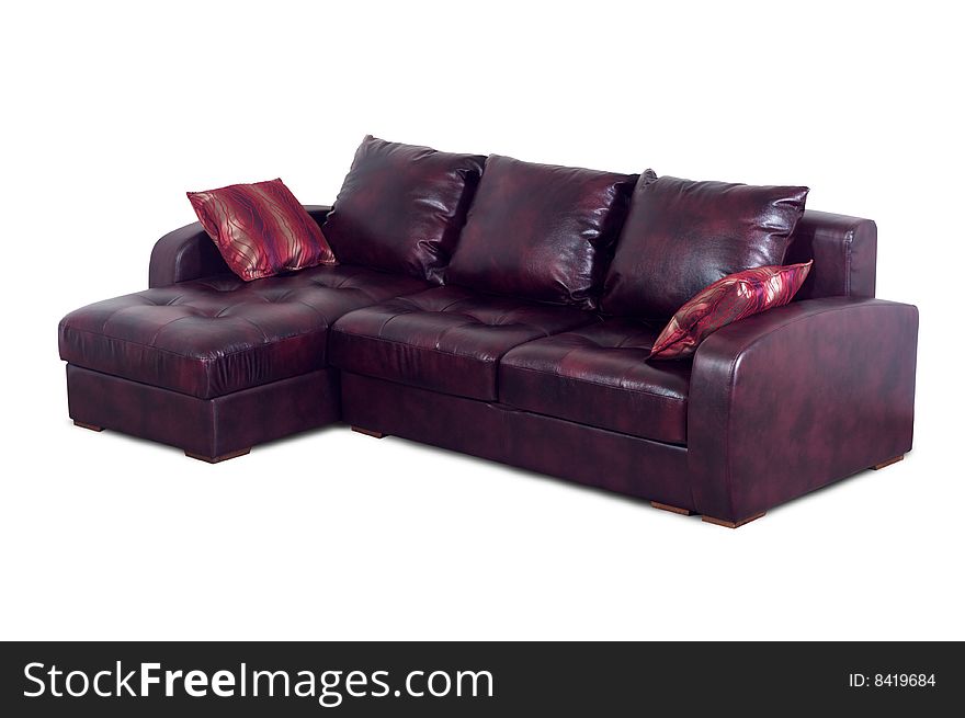 Purple Leather Sofa With Pillows