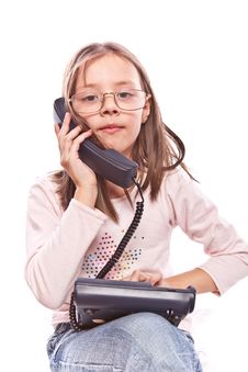 Little Girl With Telephone Stock Photography Little Girl With Telephone Stock Photography