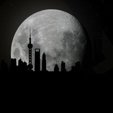Shanghai Skyline By Night Royalty Free Stock Images