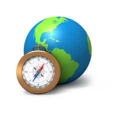 Globe With Compass Royalty Free Stock Photo Globe With Compass Royalty Free Stock Photo
