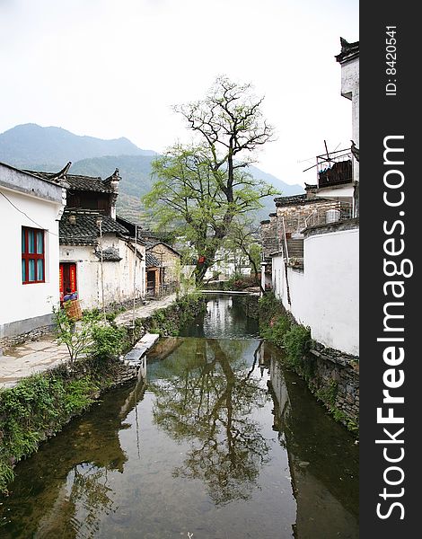 Chinese traditional village by the river.