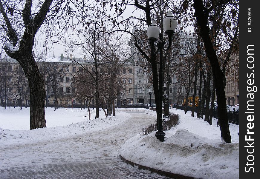 Boulevared-Moscow. Park.Old city.Lantern.