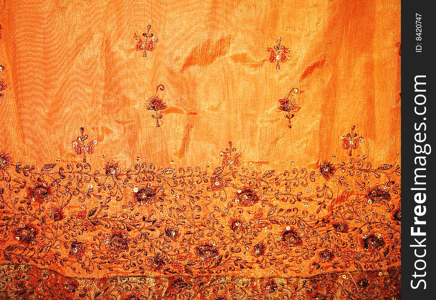 Orange color with design textile background