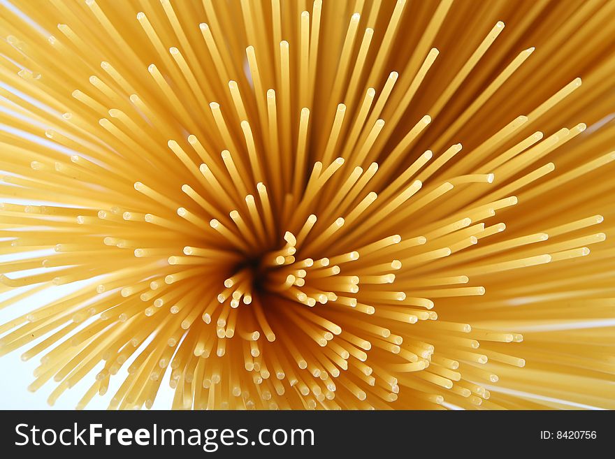 Bunch of spaghetti on white background