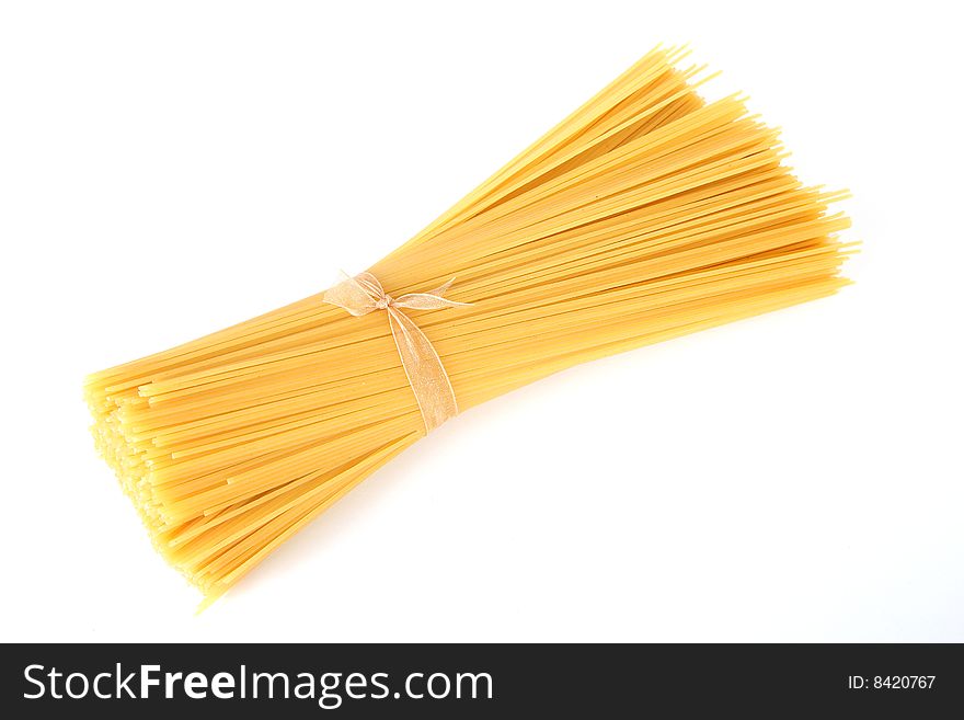 Bunch of spaghetti on white background