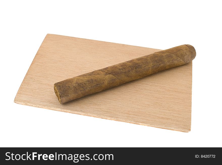 One cigar isolated on white