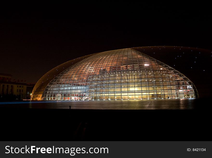 The China National Theater in Peking at night.