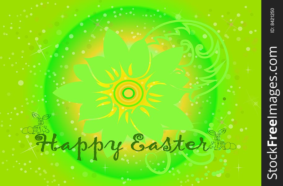 Happy Easter Illustration with a flower on colorful background. Happy Easter Illustration with a flower on colorful background
