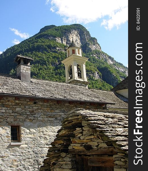 Old farm house and church in Tessin. Old farm house and church in Tessin