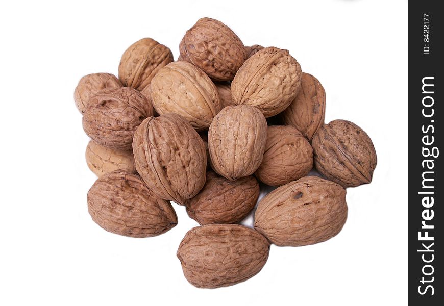 Whole nuts on white background. Whole nuts on white background