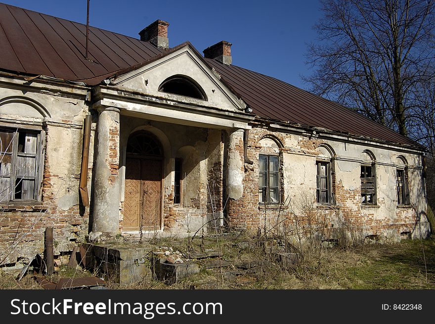 Big abandoned manor in polish cottage