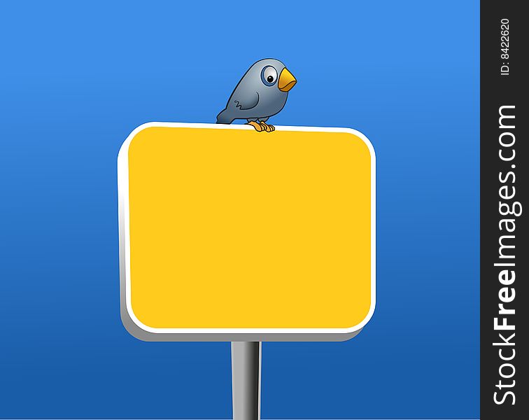 Art illustration of a sparrow on yellow sign. Art illustration of a sparrow on yellow sign
