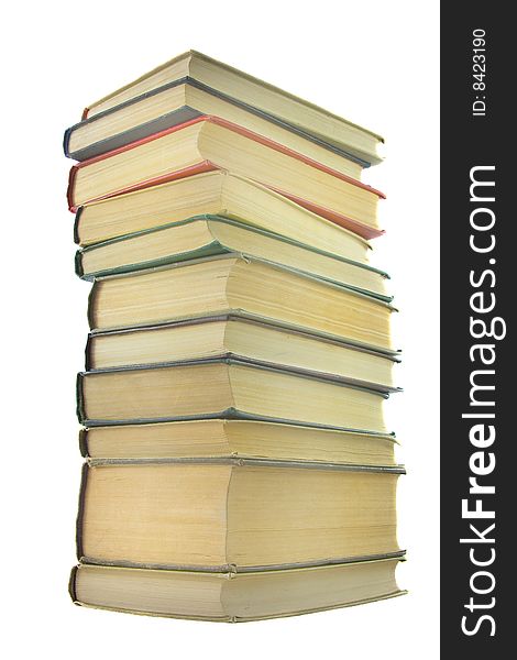 Stack of books isolated on the white background