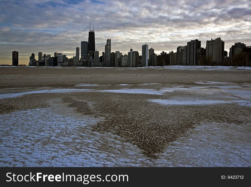 Winter Sunset in Downtown Chicago, IL. Winter Sunset in Downtown Chicago, IL.