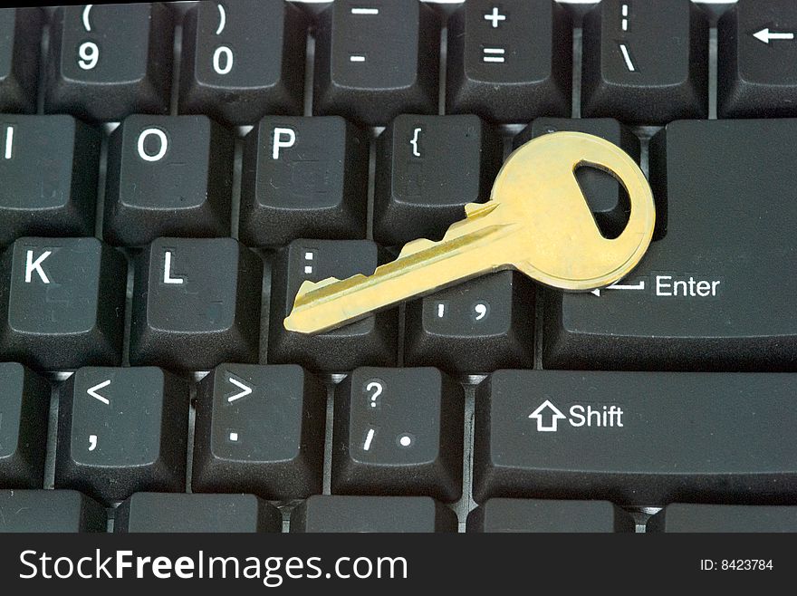 Key on keyboard as a symbol of secure access