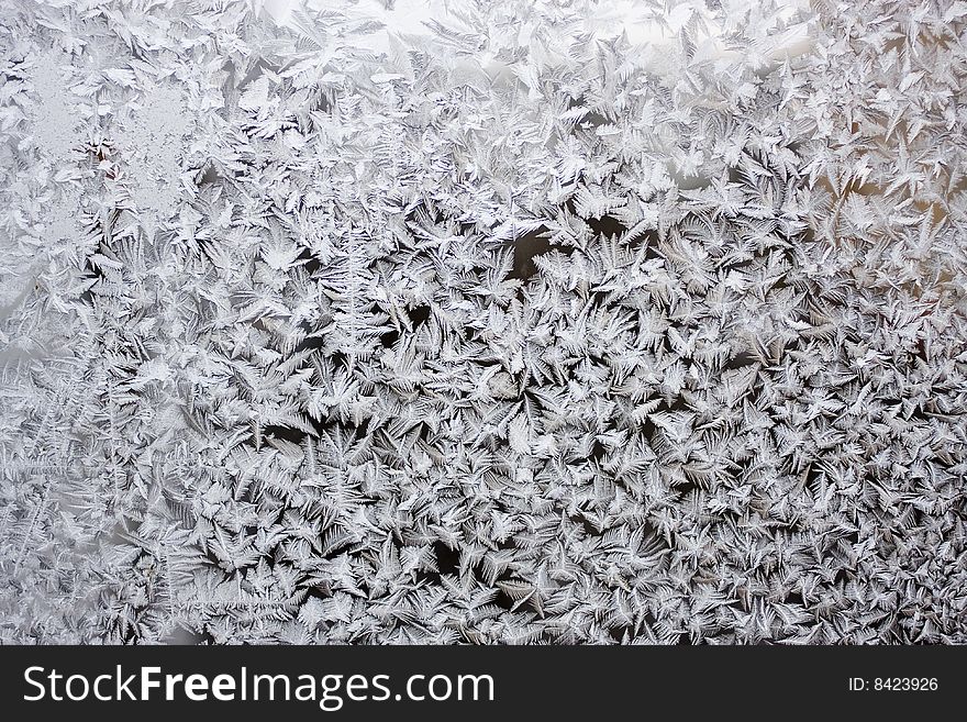 Winter Frostwork On Window Glass