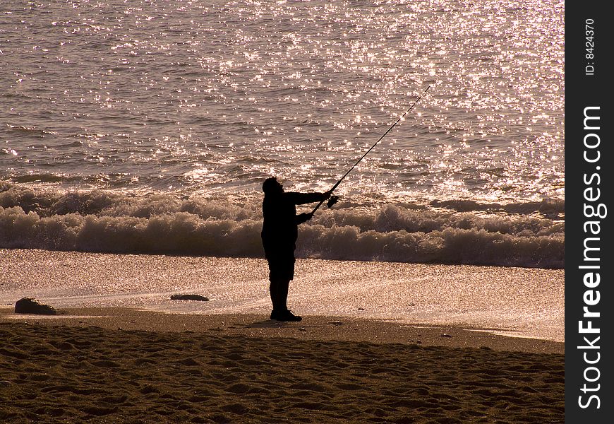 Evening sea fishing in Dorset. Evening sea fishing in Dorset