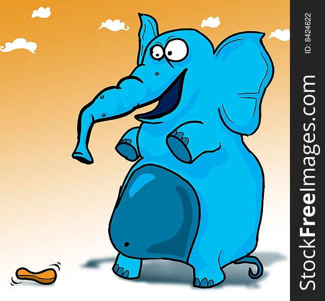 Blue Elephant With Peanut