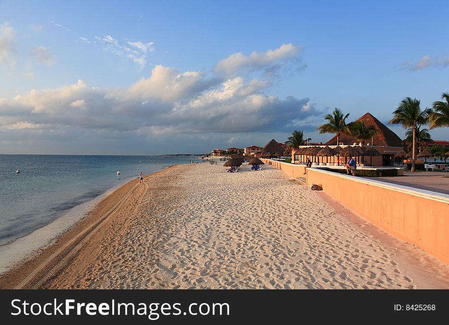 A luxury all inclusive beach resort at night in Cancun Mexico. A luxury all inclusive beach resort at night in Cancun Mexico