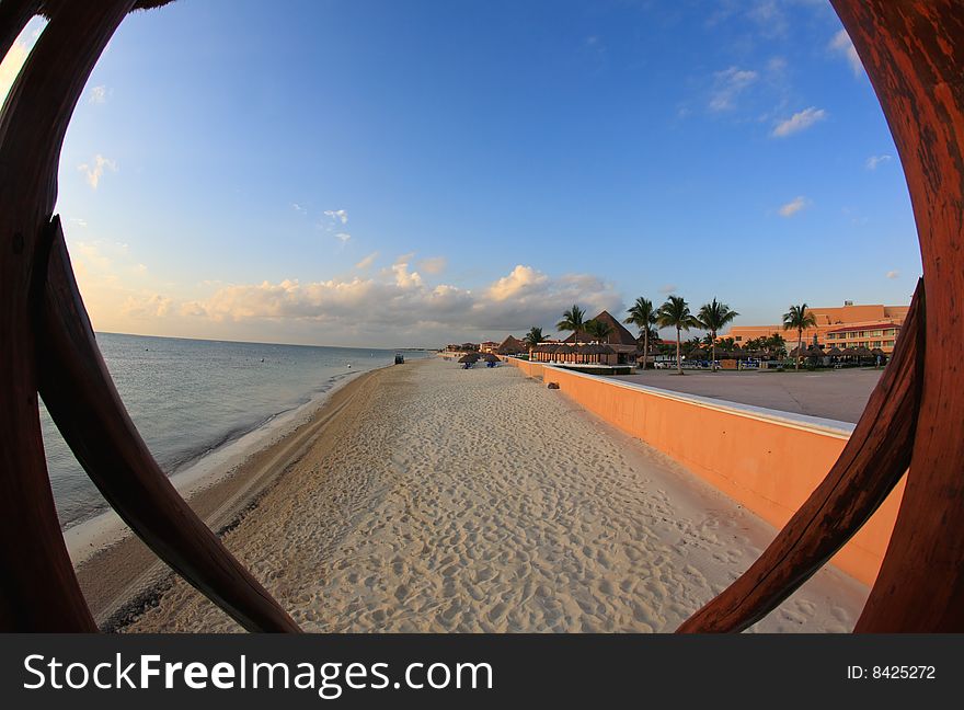 A luxury all inclusive beach resort at night in Cancun Mexico. A luxury all inclusive beach resort at night in Cancun Mexico