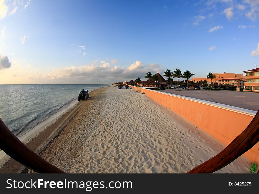 A luxury all inclusive beach resort at night in Cancun Mexico. A luxury all inclusive beach resort at night in Cancun Mexico