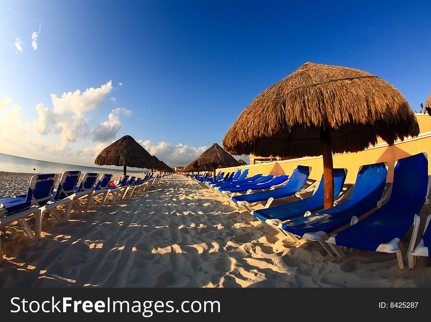 A luxury all inclusive beach resort at night in Cancun Mexico. A luxury all inclusive beach resort at night in Cancun Mexico