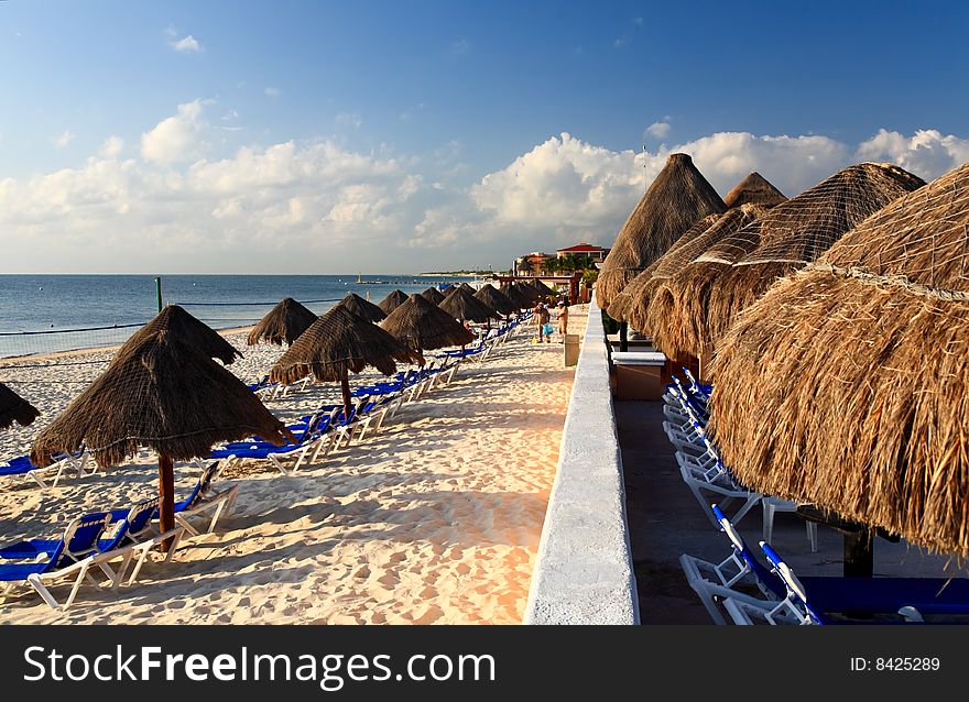 A luxury all inclusive beach resort at night in Cancun Mexico. A luxury all inclusive beach resort at night in Cancun Mexico