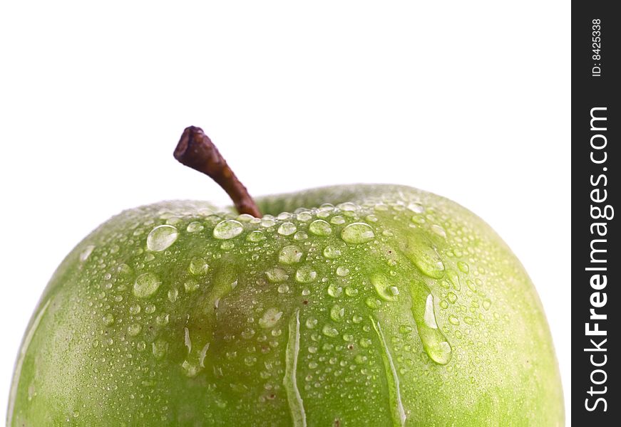 Green apple with water drops. Very high detail texture.