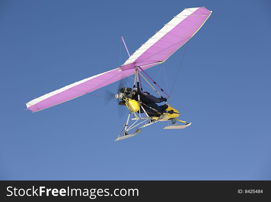 Flight on glider in the blue sky. Flight on glider in the blue sky