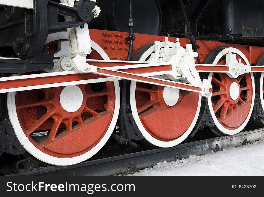 Railway wheels of old locomotive